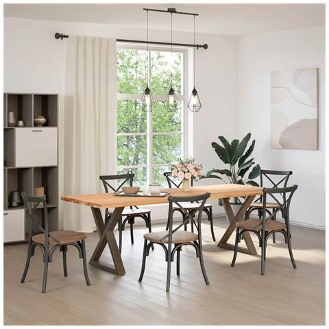 Gambe Per Tavolo Da Pranzo 2pz Naturale 70x(72-73,3)cm Acciaio - Foto 3