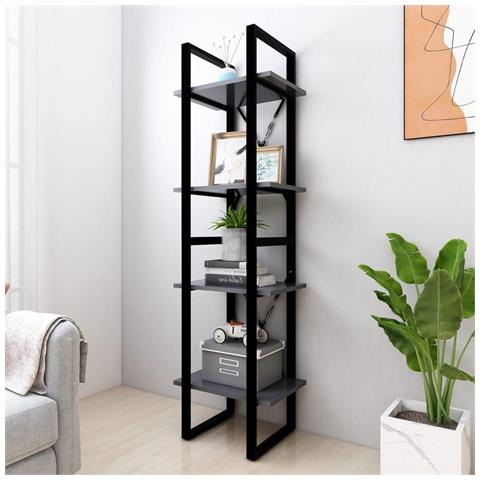 Lusso Casadino - Libreria A 4 Ripiani Grigia 40x30x140 Cm In Legno Multistrato - Foto 8