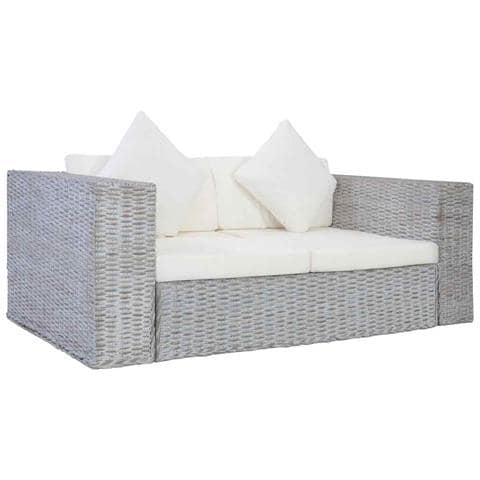 Lusso Casadino -  Divano A 2 Posti Con Cuscini Grigio In Rattan Naturale - Foto 2