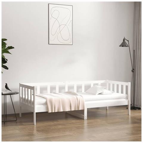 Dormeuse Senza Materasso Bianca 90x190 Cm Legno Massello Pino - Foto 8