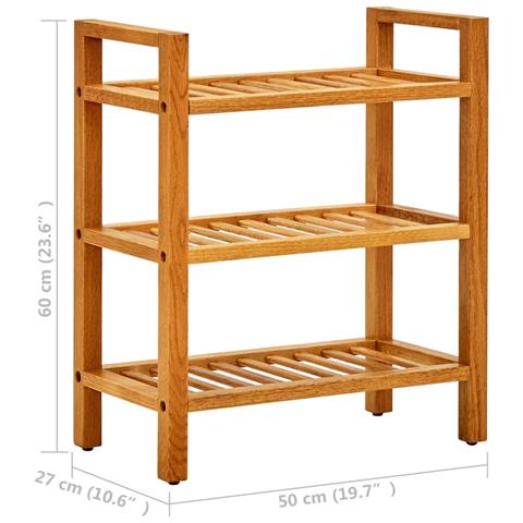 Scarpiera Con 3 Ripiani 50x27x60 Cm In Legno Massello Di Rovere - Foto 6