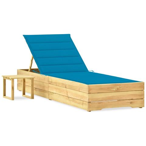 Lettino Da Giardino Con Tavolino Cuscino Legno Pino Impregnato - Foto 2