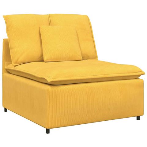 Modulo Centrale Divano Modulare con Cuscini Giallo Chiaro 100cm - Foto 1