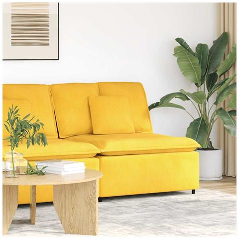 Modulo Centrale Divano Modulare con Cuscini Giallo Chiaro 100cm - Foto 2