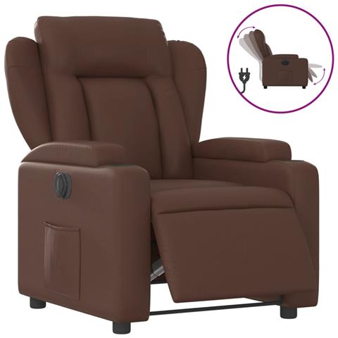 Poltrona Reclinabile Elettrica Marrone in Similpelle - Foto 1