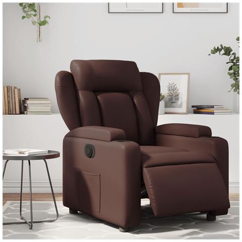 Poltrona Reclinabile Elettrica Marrone in Similpelle - Foto 2