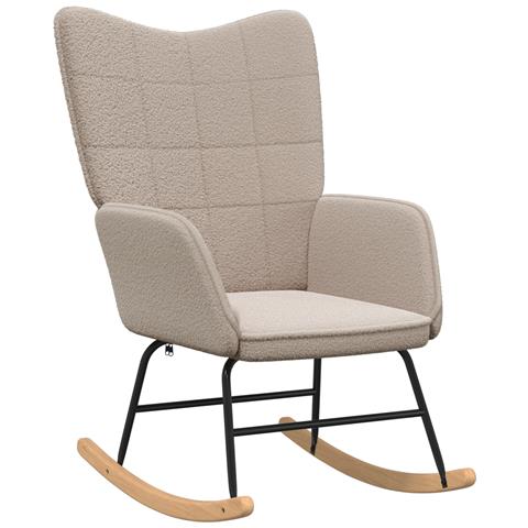 Sedia Relaxante Grigio Chiaro in Tessuto Simile alla Lana Riccia - Foto 1