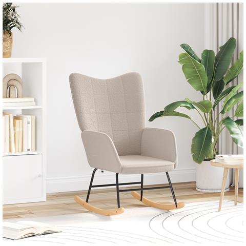 Sedia Relaxante Grigio Chiaro in Tessuto Simile alla Lana Riccia - Foto 2