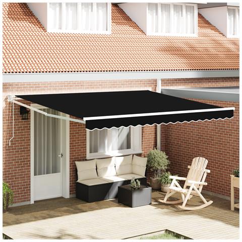 Tenda Retrattile Automatica  Nera 400x300 cm, Tessuto di Ricambio per Tenda  per Telaio 4x3 m Nero - Foto 2