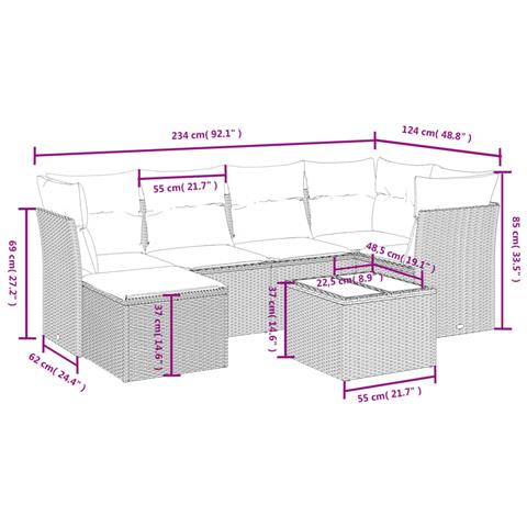 Set Divani da Giardino con Cuscini 7pz Nero Polyrattan - Foto 4