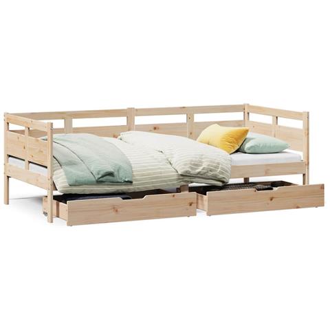 Dormeuse con Cassetti 80x200 cm in Legno Massello di Pino - Foto 1