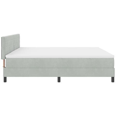 Letto Box Spring con Materasso Grigio Chiaro 200x200 cm Velluto - Foto 9