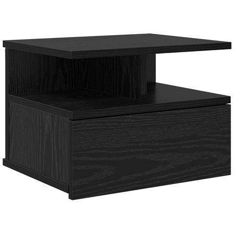 Comodino Sospeso Rovere Nero 40x31x27 cm Legno ingegnerizzato - Foto 1