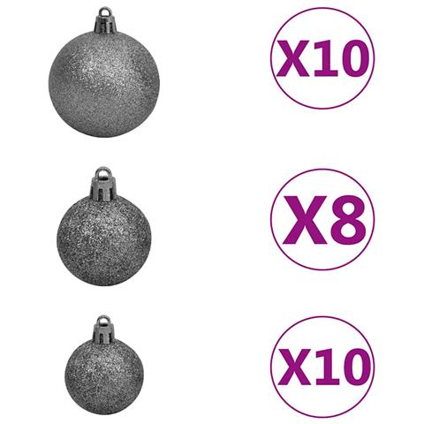 Albero di Natale pieghevole 300 LED e Set di Palline Verde 210 cm - Foto 9