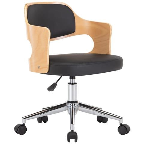 Sedia Da Pranzo Girevole Nera In Legno Ricurvo E Similpelle - Foto 1