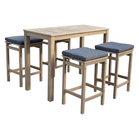 Aruba 4 Posti In Acacia - Cuscini Grigi - Foto 1