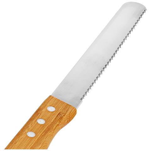 Tagliere Per Pane Con Coltello In Bambù 41x27cm Taglio Facile, Marrone / Beige - Foto 2