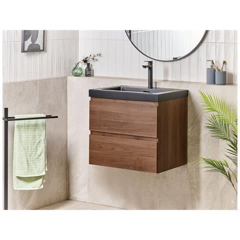 Mobiletto Con Lavabo Cardiel 60 Cm Marrone Scuro - Foto 1