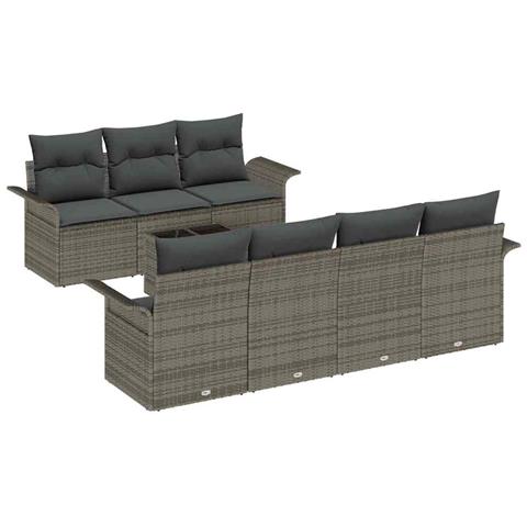 Set Divano da Giardino con cuscino 8 pcs Grigio 55 x 55 x 37 cm - Foto 1