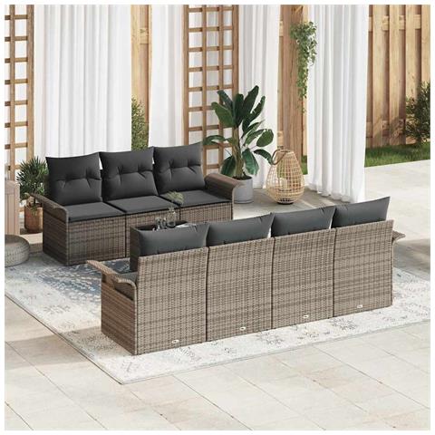 Set Divano da Giardino con cuscino 8 pcs Grigio 55 x 55 x 37 cm - Foto 2