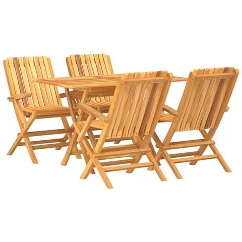 Set da Pranzo per Giardino 5 pz in Legno Massello di Teak - Foto 1
