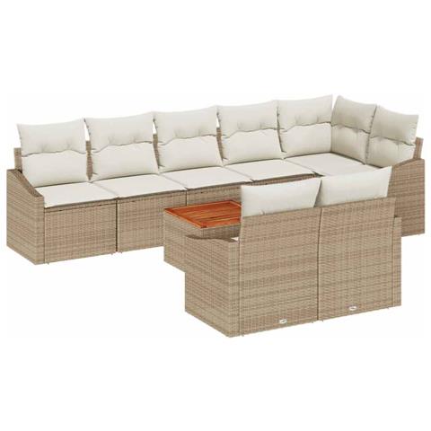 Set Divano da Giardino 9 pcs Beige e bianco - Foto 1