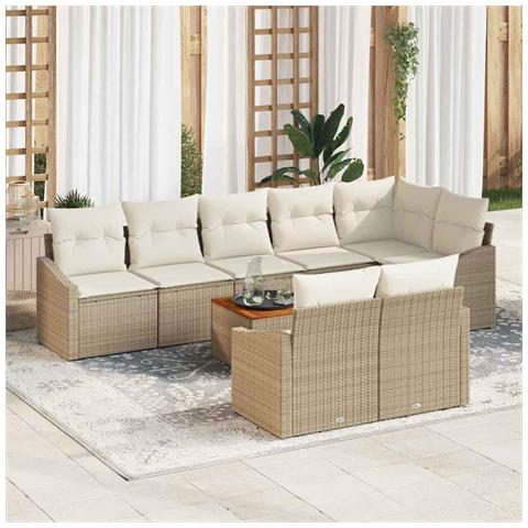 Set Divano da Giardino 9 pcs Beige e bianco - Foto 2