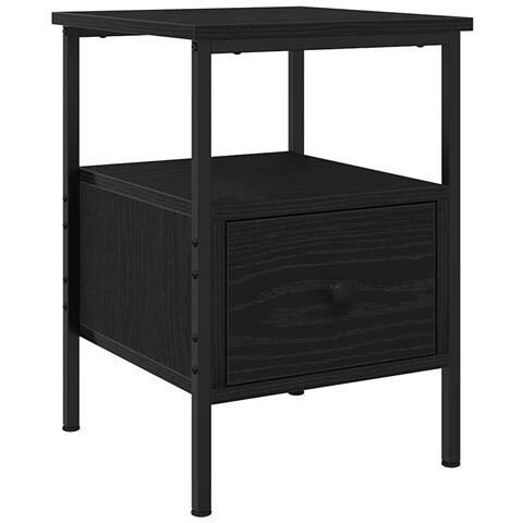 Mobiletto da Notte con cassetto Rovere nero 34 x 36 x 50 cm - Foto 1