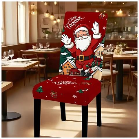 Coprisedia Natalizio Festivo - Design Babbo Natale, Tessuto In Poliestere - Foto 2