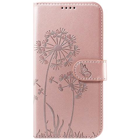 Custodia A Portafoglio Per Iphone 17 Pro Max Premium Design Fiori Farfalla, Rosa Champagne - Foto 1