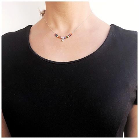 Girocollo In Argento Sterling 925 Con Stella Multicolore - Foto 2