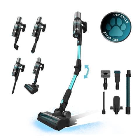 Conga Rockstar 2500 Thunder Pet Flex Aspirapolvere verticale Batteria Secco e bagnato HEPA Senza sacchetto 400 W Antracite, Ciano 2,2 Ah - Foto 1