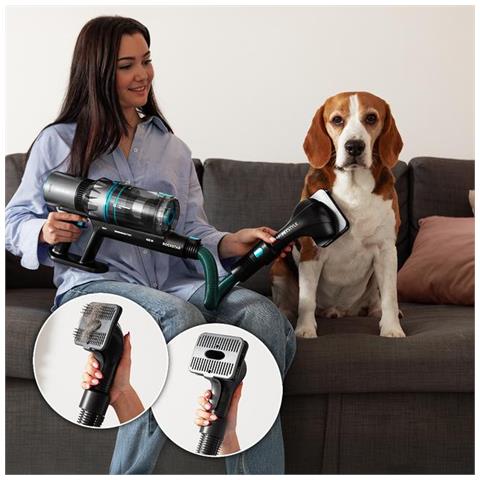 Conga Rockstar 2500 Thunder Pet Flex Aspirapolvere verticale Batteria Secco e bagnato HEPA Senza sacchetto 400 W Antracite, Ciano 2,2 Ah - Foto 12