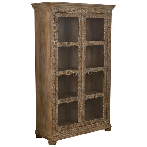 Vetrina In Vetro E Legno Marrone Fatta A Mano 106x43x180 - Foto 1