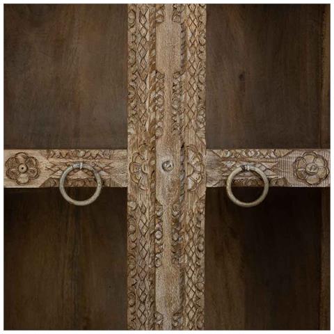 Vetrina In Vetro E Legno Marrone Fatta A Mano 106x43x180 - Foto 8