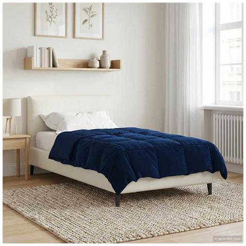 Duvet Invernale Trapuntato Blu Scuro 135 x 200 cm Microfibra - Foto 2