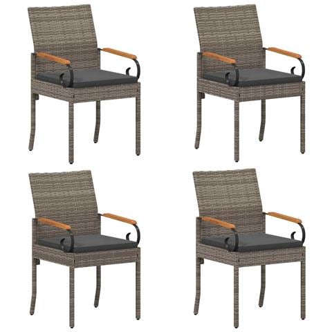 Sedie da giardino con cuscino 4 pcs Grigio e Grigio Scuro - Foto 1
