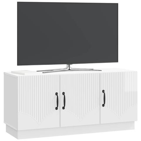 Mobile TV Bianco Lucido 99 x 34,5 x 47 cm Legno ingegnerizzato - Foto 2