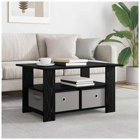 Tavolino da salotto con cassetto Rovere Nero 77 x 55 x 42 cm - Foto 2