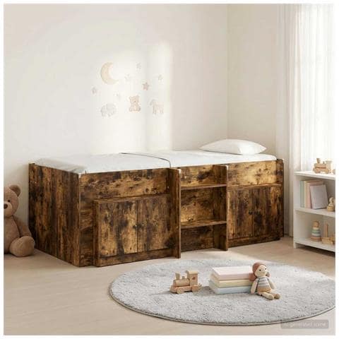 Struttura Letto Loft con Mobile con porta 3 pcs Rovere Fumo - Foto 2