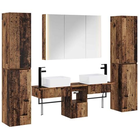 Set di mobili per il bagno 6 pcs Legno antico - Foto 1