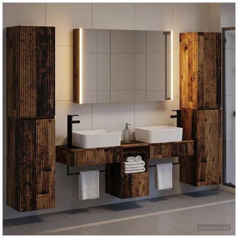 Set di mobili per il bagno 6 pcs Legno antico - Foto 2