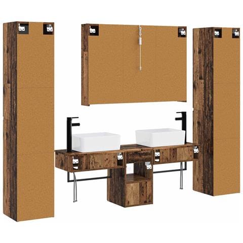 Set di mobili per il bagno 6 pcs Legno antico - Foto 9