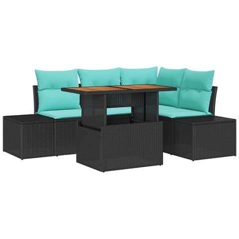 Set Divano da Giardino 5 pz 4-Numero di posti Nero polyrattan - Foto 1