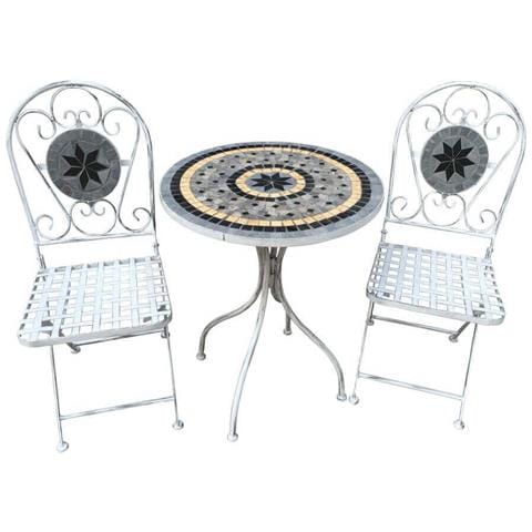 Set Tavolo Con 2 Sedie Stile Provenzale In Ferro Verniciato - Foto 1