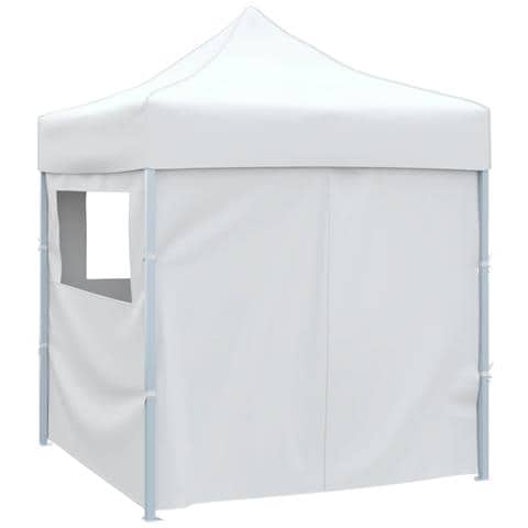 Gazebo Pieghevole Professionale 4 Pareti 2x2m Acciaio Bianco - Foto 2