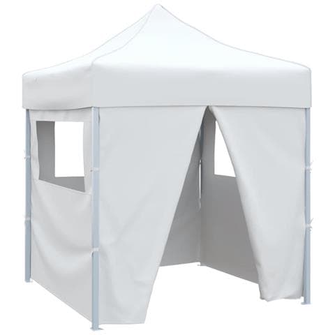 Gazebo Pieghevole Professionale 4 Pareti 2x2m Acciaio Bianco - Foto 1