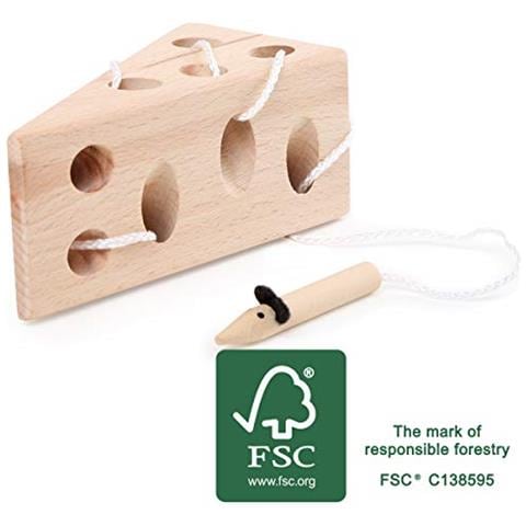 Piccola Società Di Calcio Infilare E Formaggio Topo In Legno Certificato Fsc 100% Il Classico Gioco Per La Motricità Giocattolimulticolore11053 - Foto 1