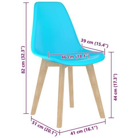 Sedie da Pranzo 6 pz Blu in Plastica - Foto 2