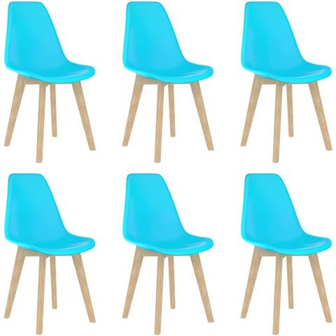 Sedie da Pranzo 6 pz Blu in Plastica - Foto 1